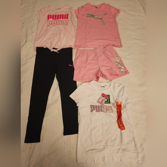 PUMA Lot Of 5‎ New- Size M-10/12 T-Shirts, Short, Leggings - Picture 1 of 9